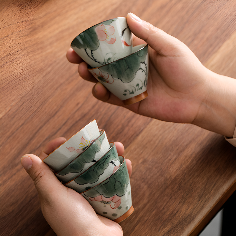 Keramik Teekanne Pflanzenstil