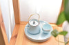 Keramik Wasserkocher Teekanne Blau