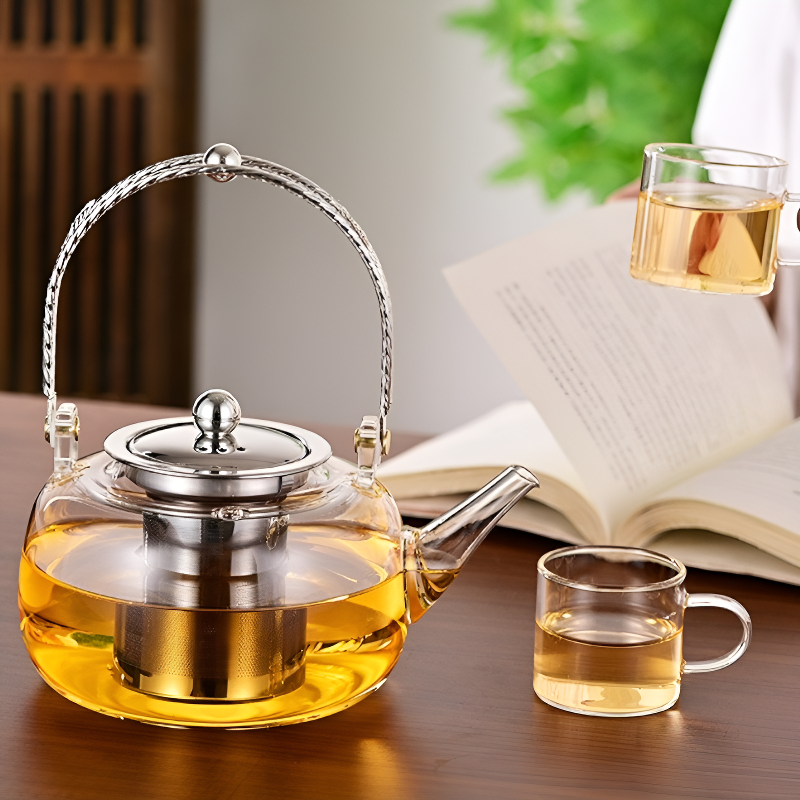 Klare Glas Teekanne