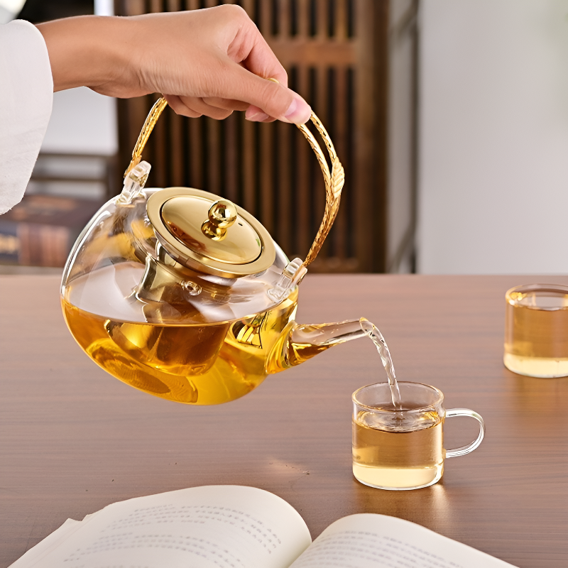 Klare Glas Teekanne