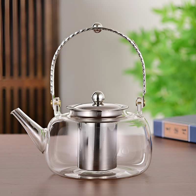 Klare Glas Teekanne