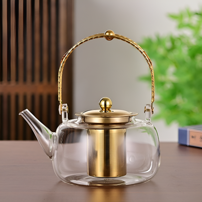 Klare Glas Teekanne