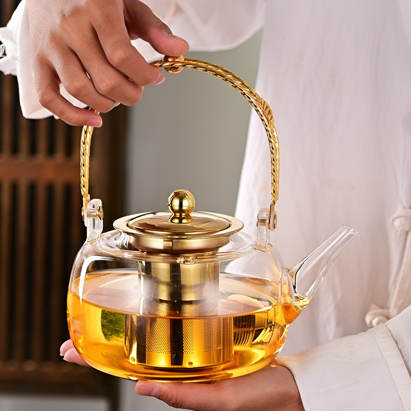 Klare Glas Teekanne