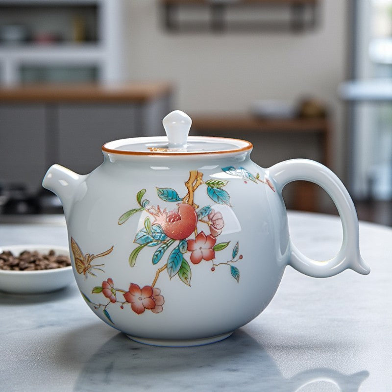 Kleine Keramik Teekanne rosa Muster