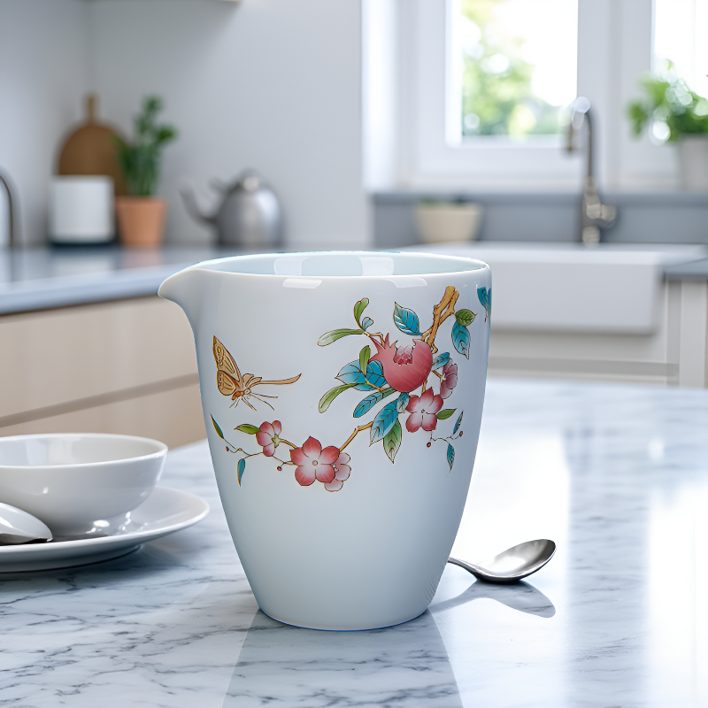 Kleine Keramik Teekanne rosa Muster