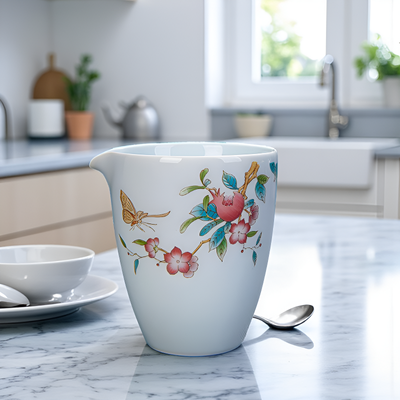 Kleine Keramik Teekanne rosa Muster