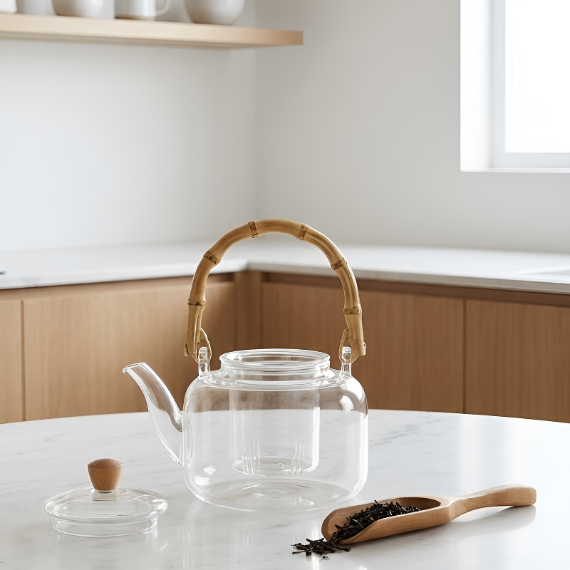 Minimalistische transparente Teekanne