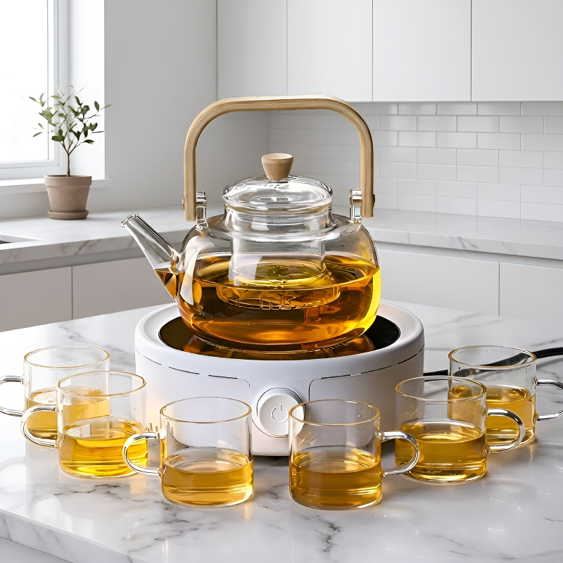 Minimalistische transparente Teekanne