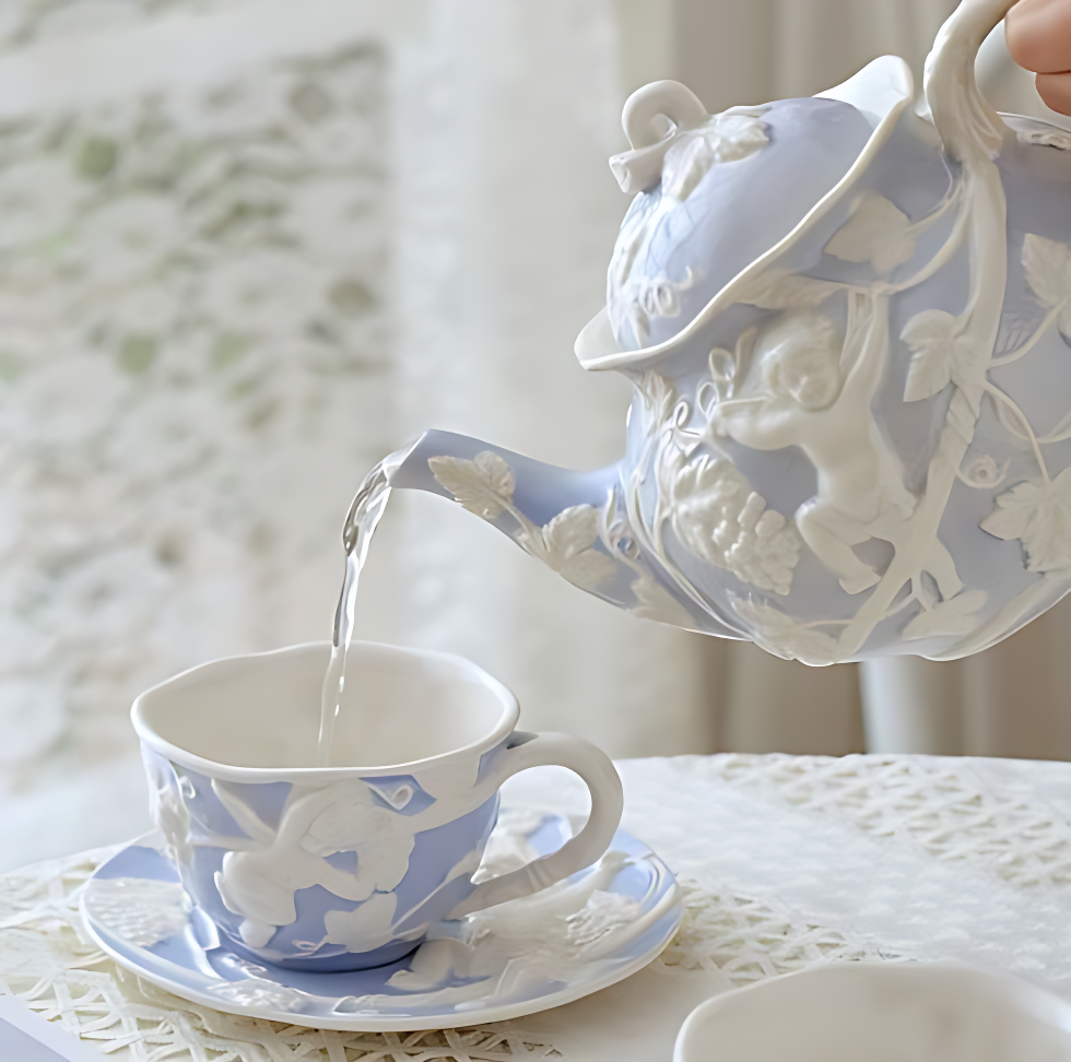 Porzellan Teekanne Rosa