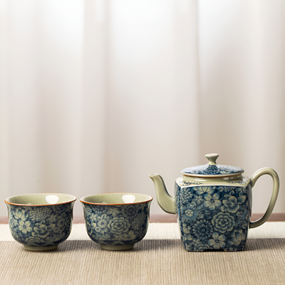 Quadratische Porzellan Teekanne