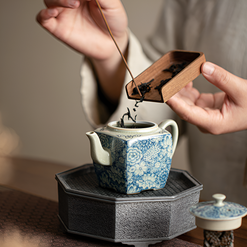 Quadratische Porzellan Teekanne