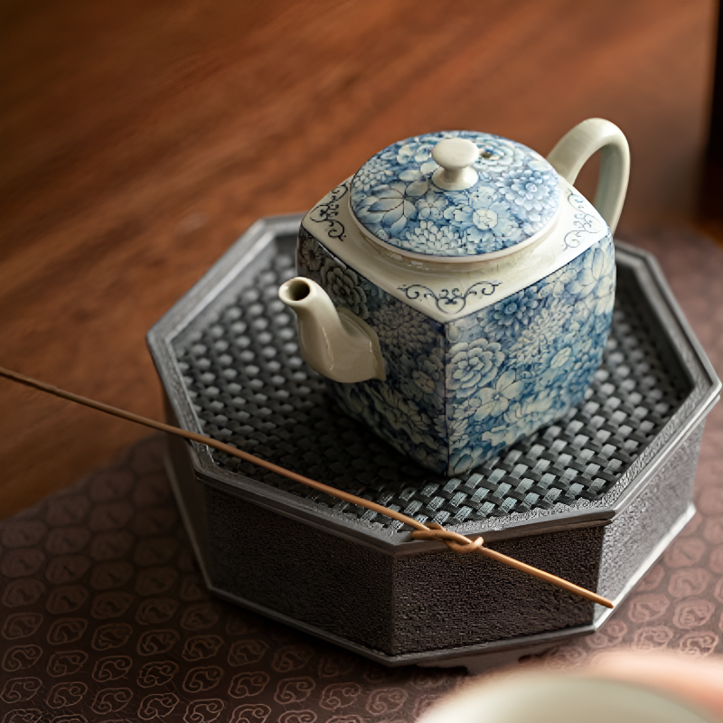 Quadratische Porzellan Teekanne