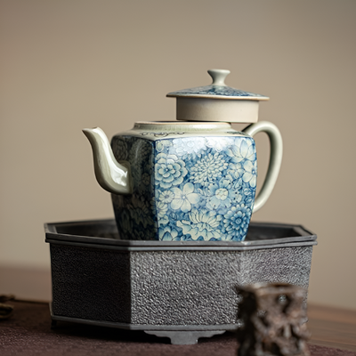 Quadratische Porzellan Teekanne