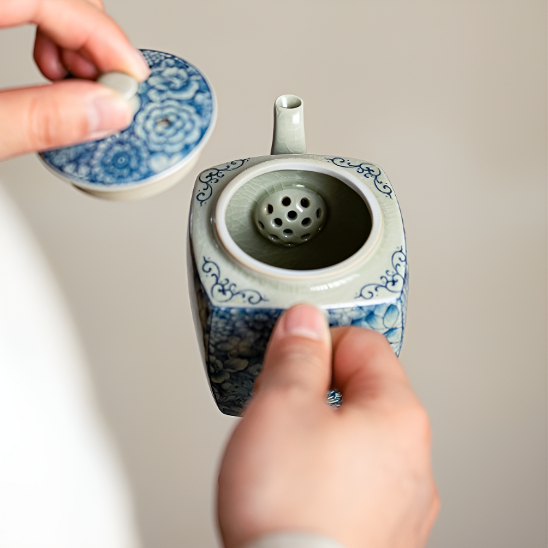 Quadratische Porzellan Teekanne