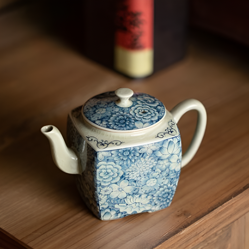 Quadratische Porzellan Teekanne