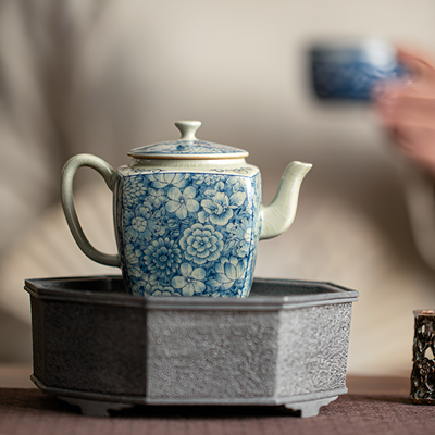 Quadratische Porzellan Teekanne