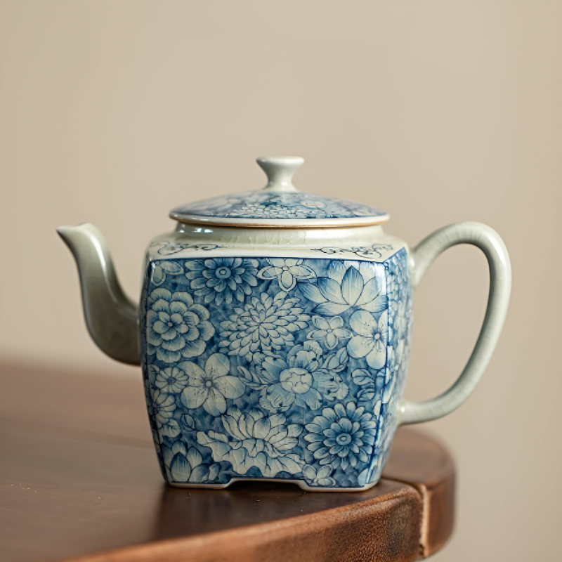 Quadratische Porzellan Teekanne