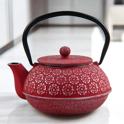 Rote Gusseisen Teekanne