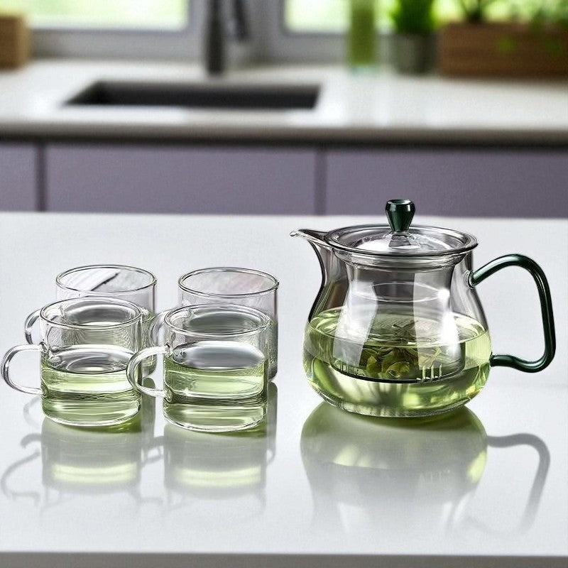 Schöne Glas Teekanne