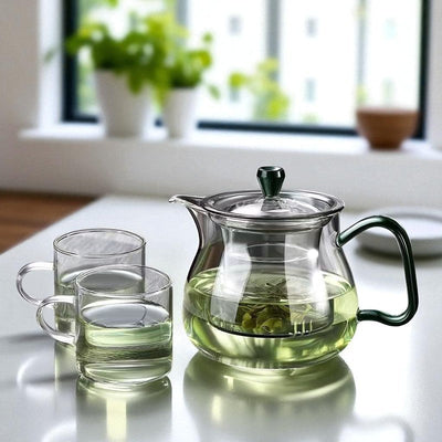 Schöne Glas Teekanne