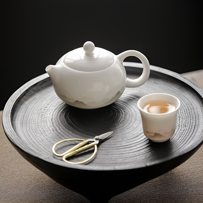 Schöne weiße Teekanne