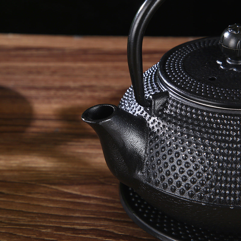 Schwarze Gusseisen Teekanne Mit Cups