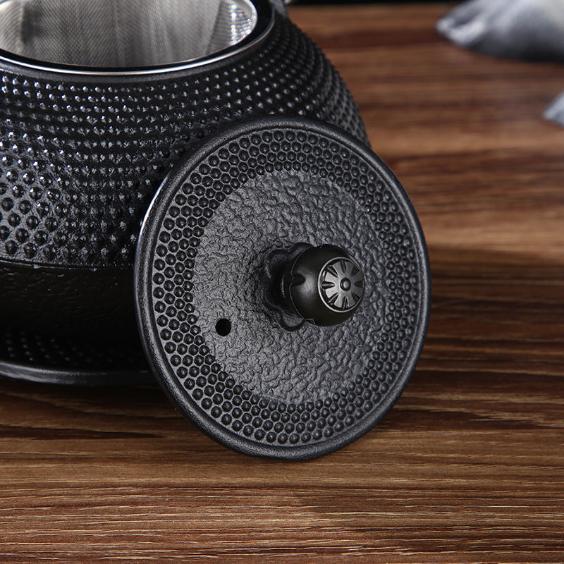 Schwarze Gusseisen Teekanne Mit Cups