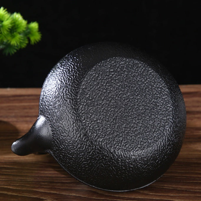 Schwarze Gusseisen Teekanne Mit Cups