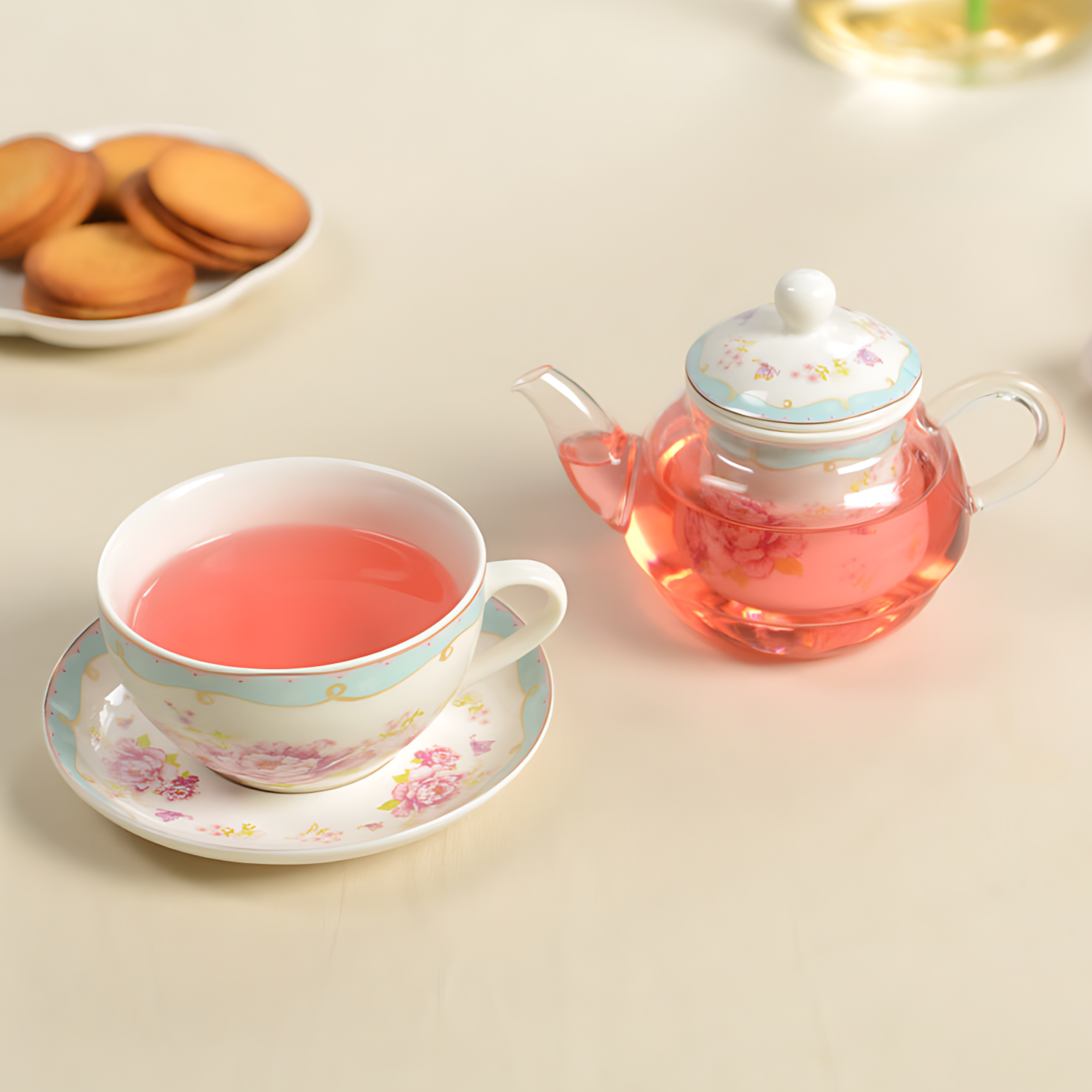 Set Teekanne Glas Mit Tasse