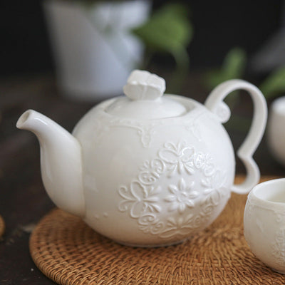 Skandinavische Teekanne Mit Stövchen Weiß