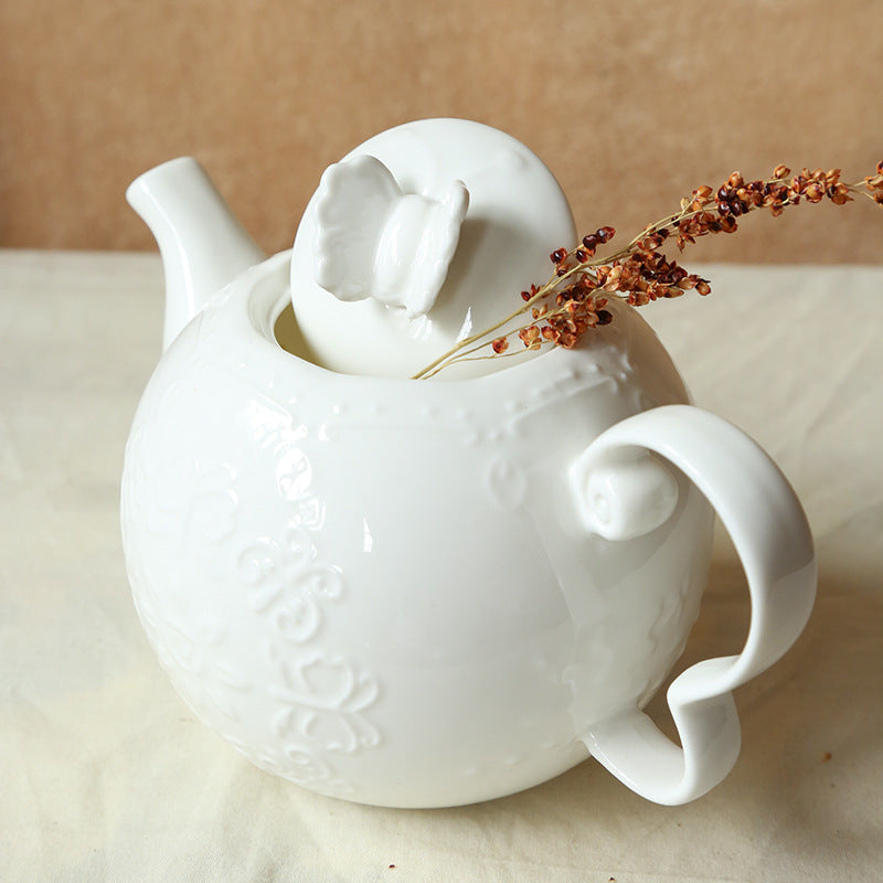 Skandinavische Teekanne Mit Stövchen Weiß