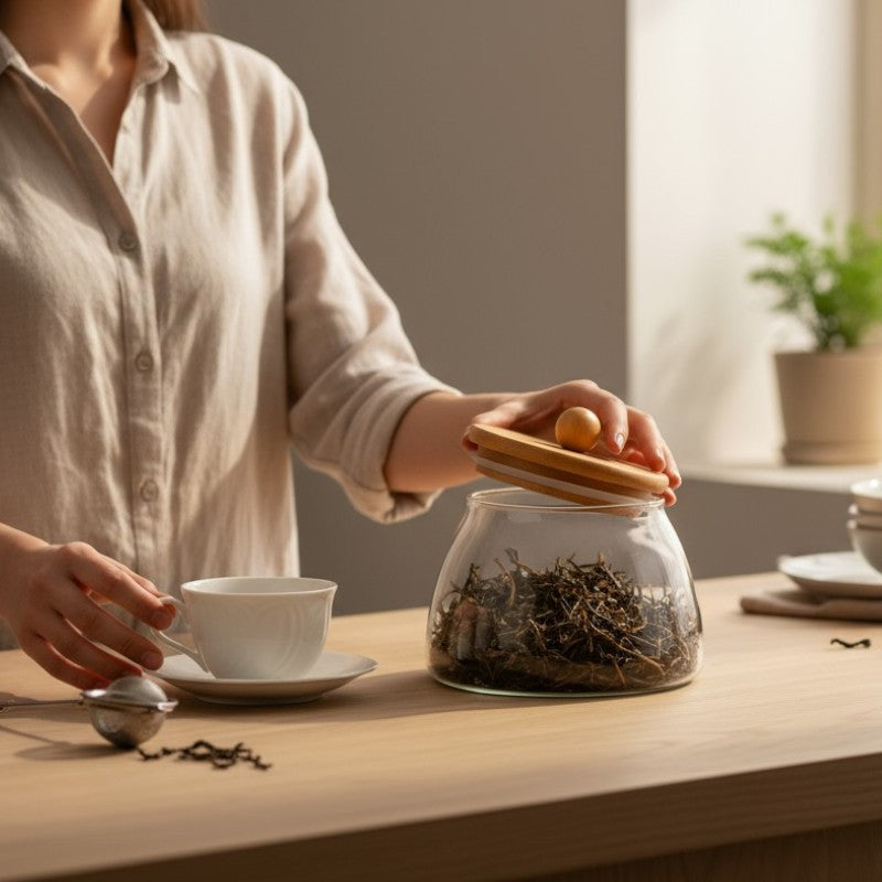 Teedose aus Glas