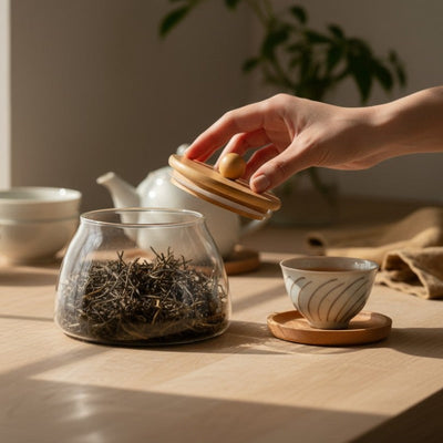 Teedose aus Glas