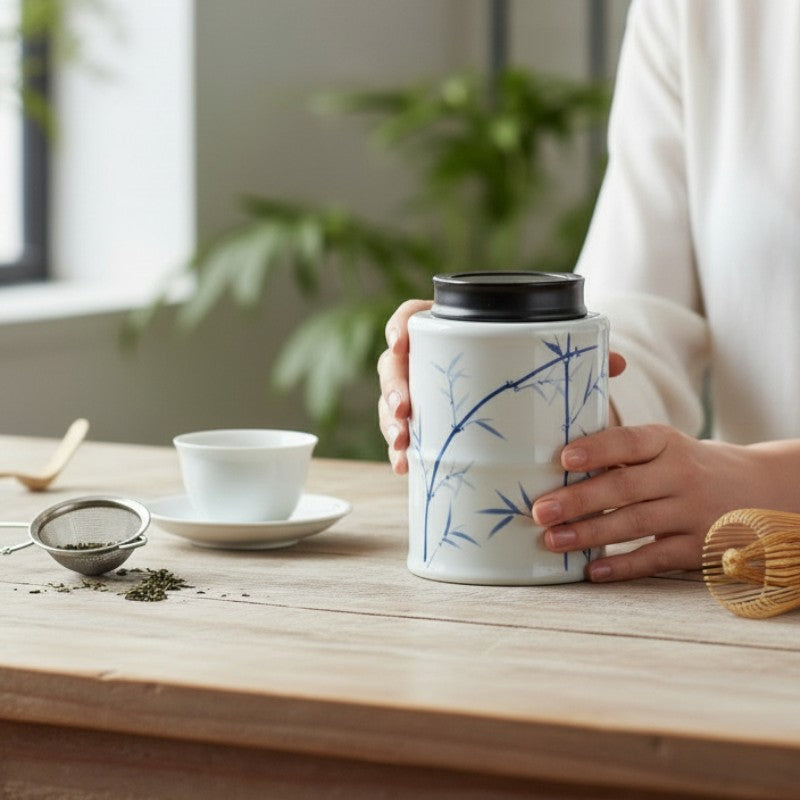 Teedose mit Bambusmuster