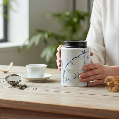 Teedose mit Bambusmuster