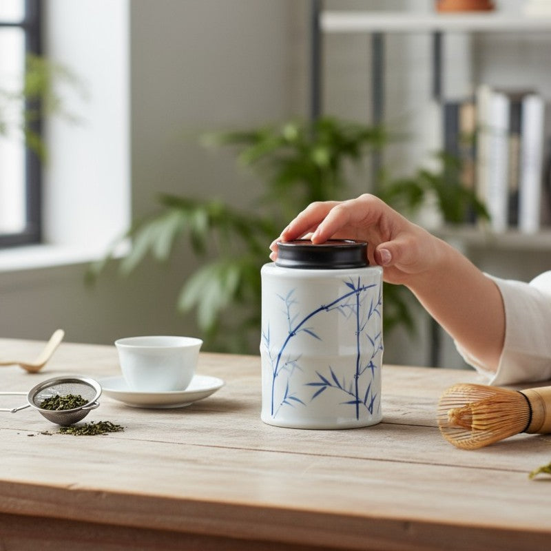 Teedose mit Bambusmuster