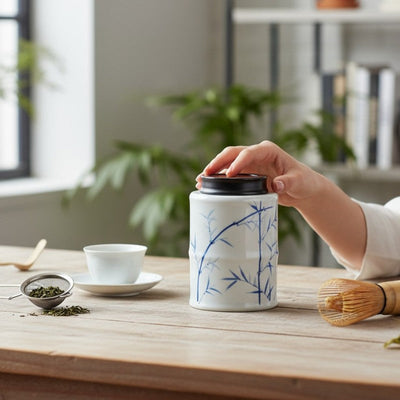 Teedose mit Bambusmuster