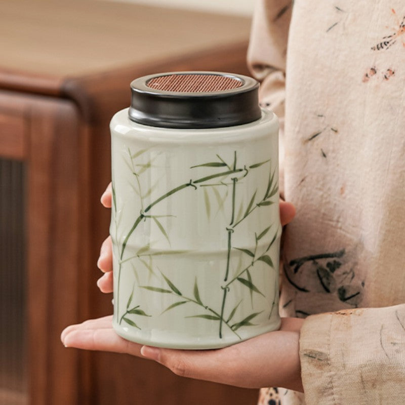 Teedose mit Bambusmuster