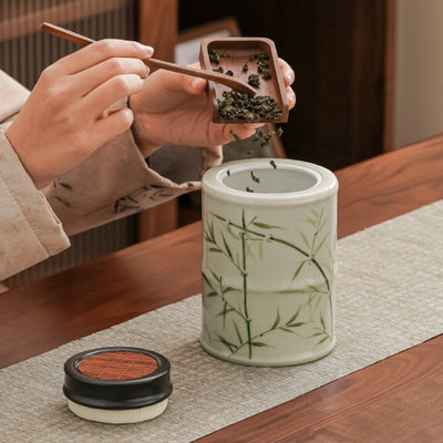 Teedose mit Bambusmuster