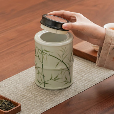 Teedose mit Bambusmuster