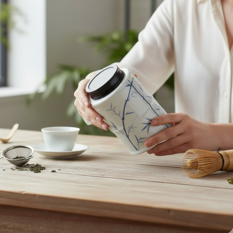 Teedose mit Bambusmuster