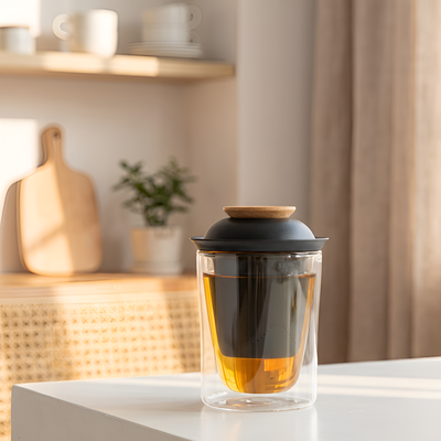 Teeglas mit Sieb