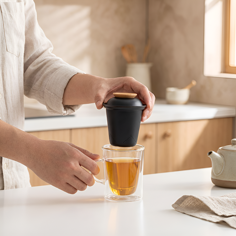 Teeglas mit Sieb