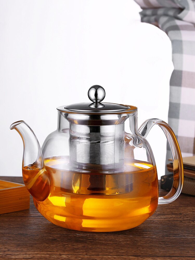 Teekanne aus Glas mit Edelstahlsieb