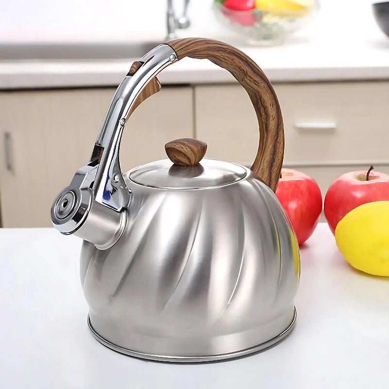 Teekanne Edelstahl Holzgriff