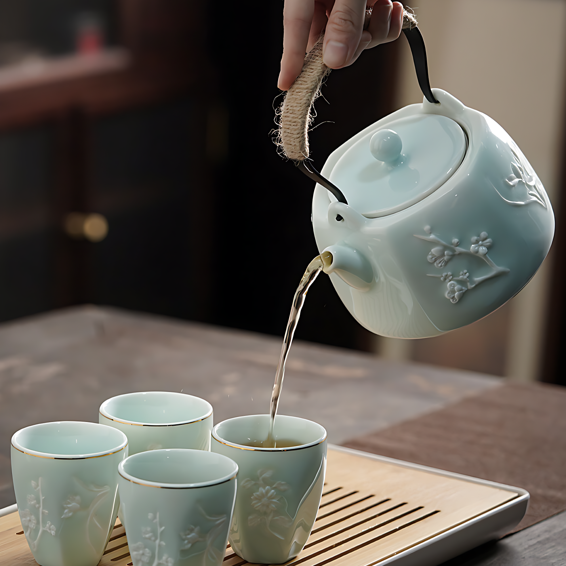 Teekanne Keramik Blau