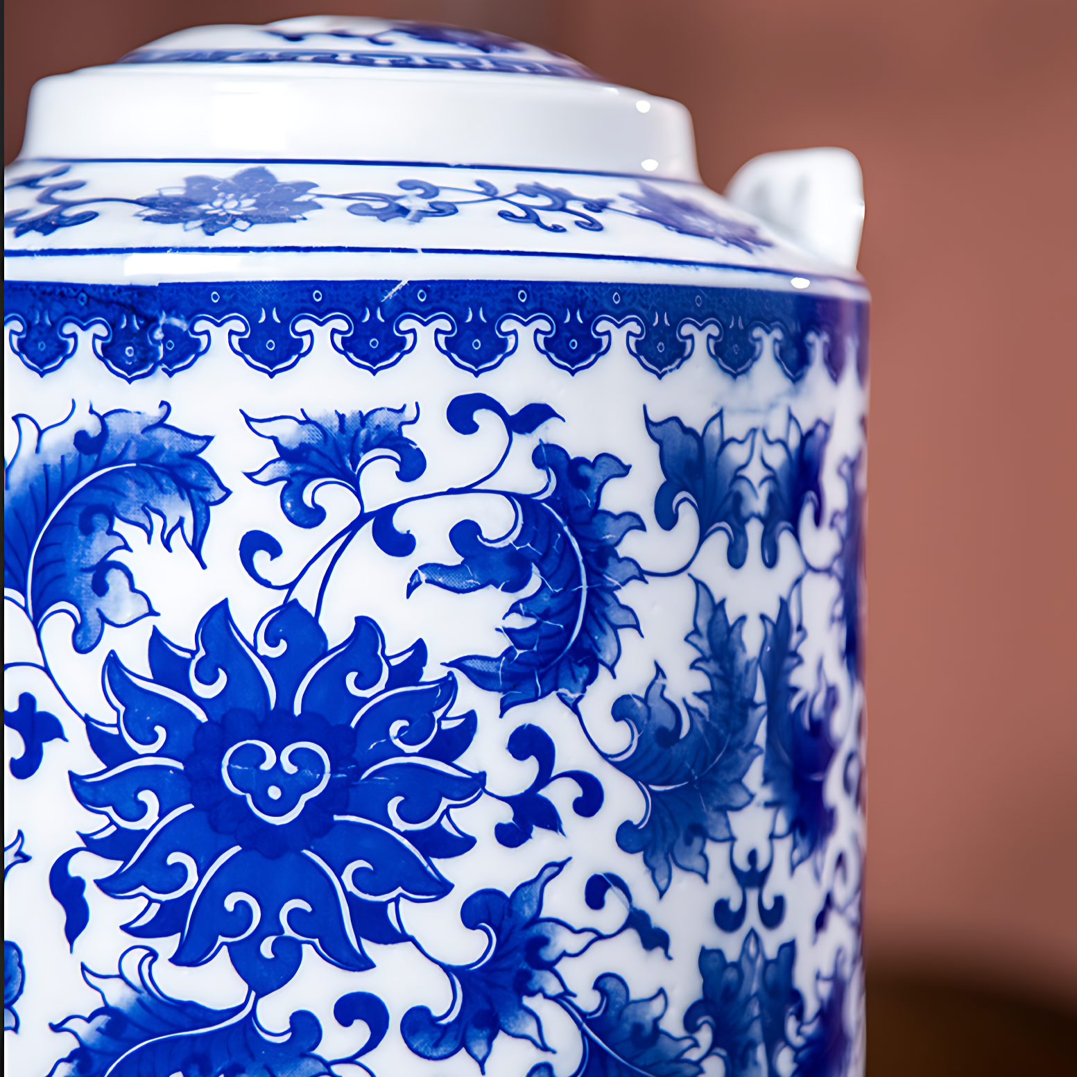 Teekanne Keramik Blau Weiß