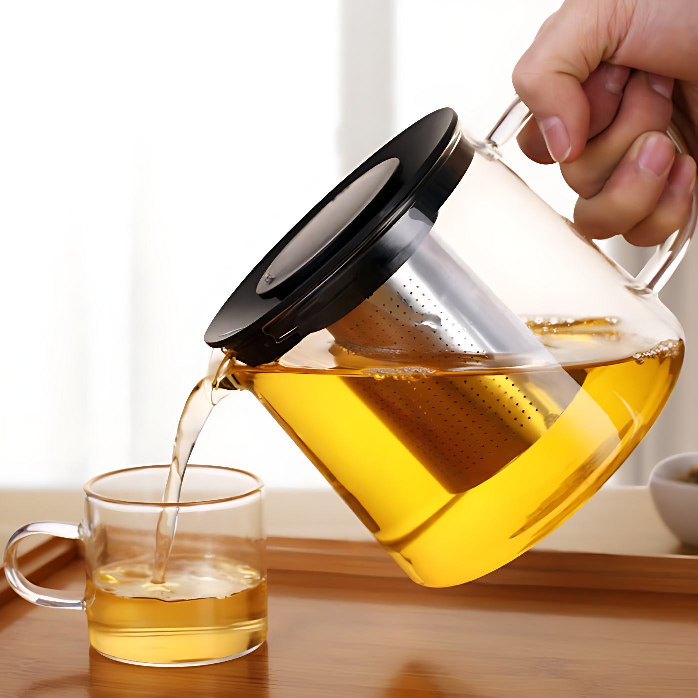 Teekanne Mit Filter Glas Edelstahl