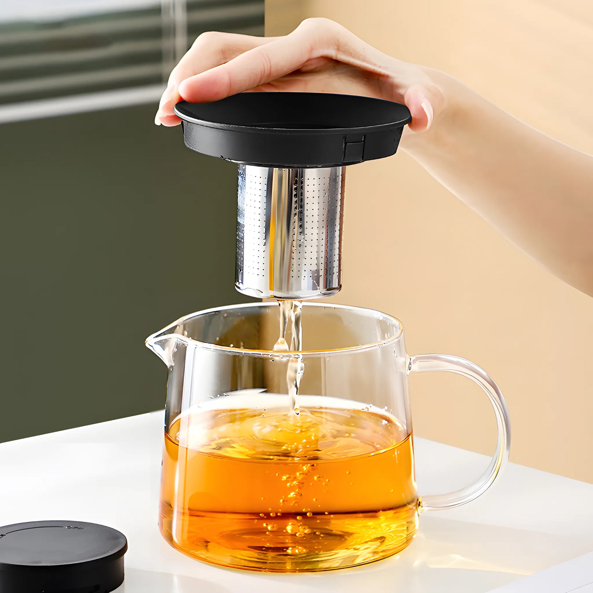 Teekanne Mit Filter Glas Edelstahl