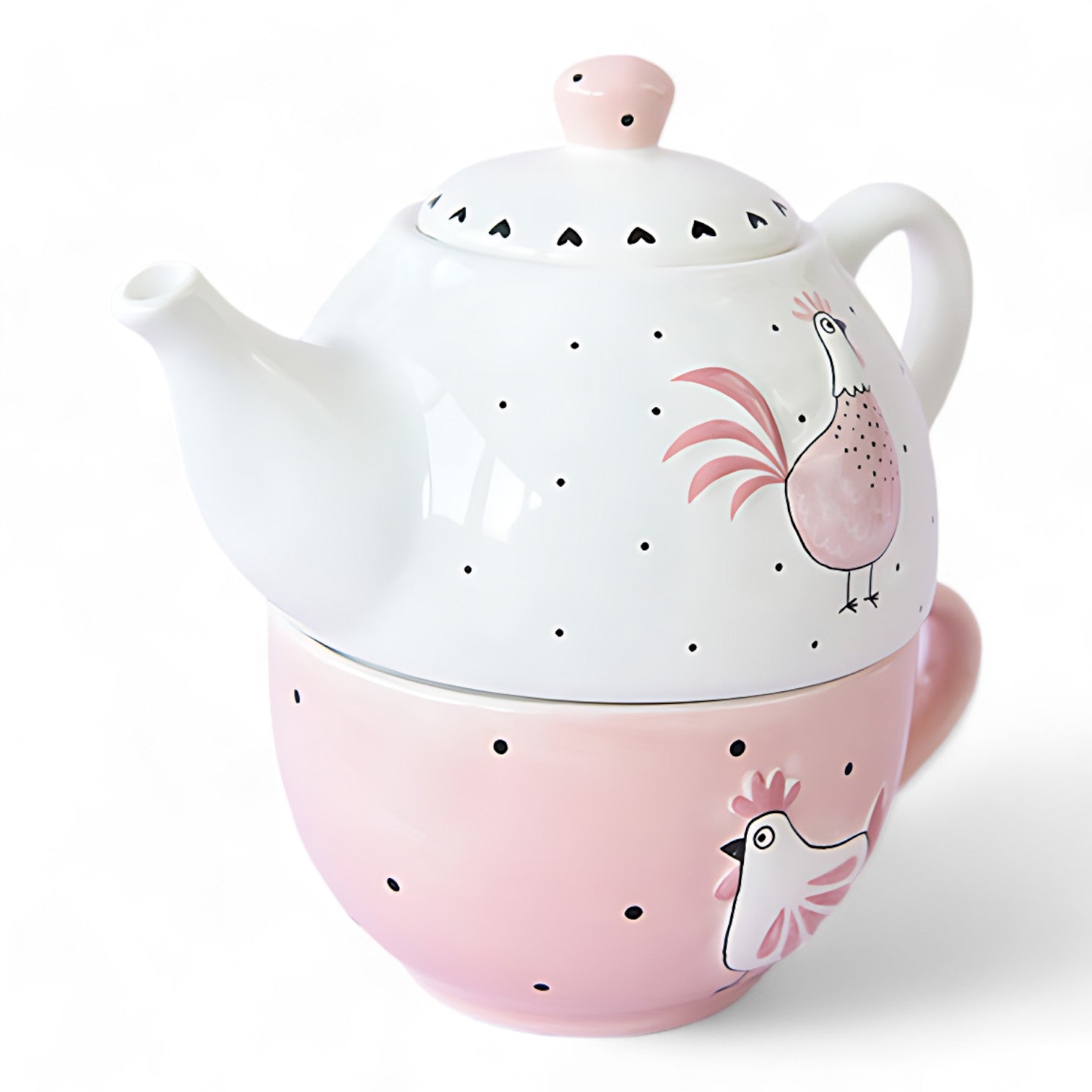 Teekanne Mit Integrierter Tasse Rosa